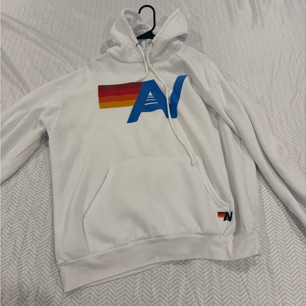 aviator nation white logo pullover relaxed sweatshirt size L